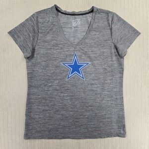 Dallas Cowboys Shirt Womens XL Gray V-Neck Short Sleeve Her Style NFL Football